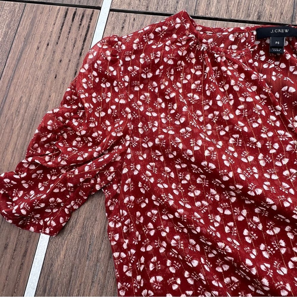 J. Crew Floral Blouse | Size: Small PETITE | Color: Red - Picture 3 of 5
